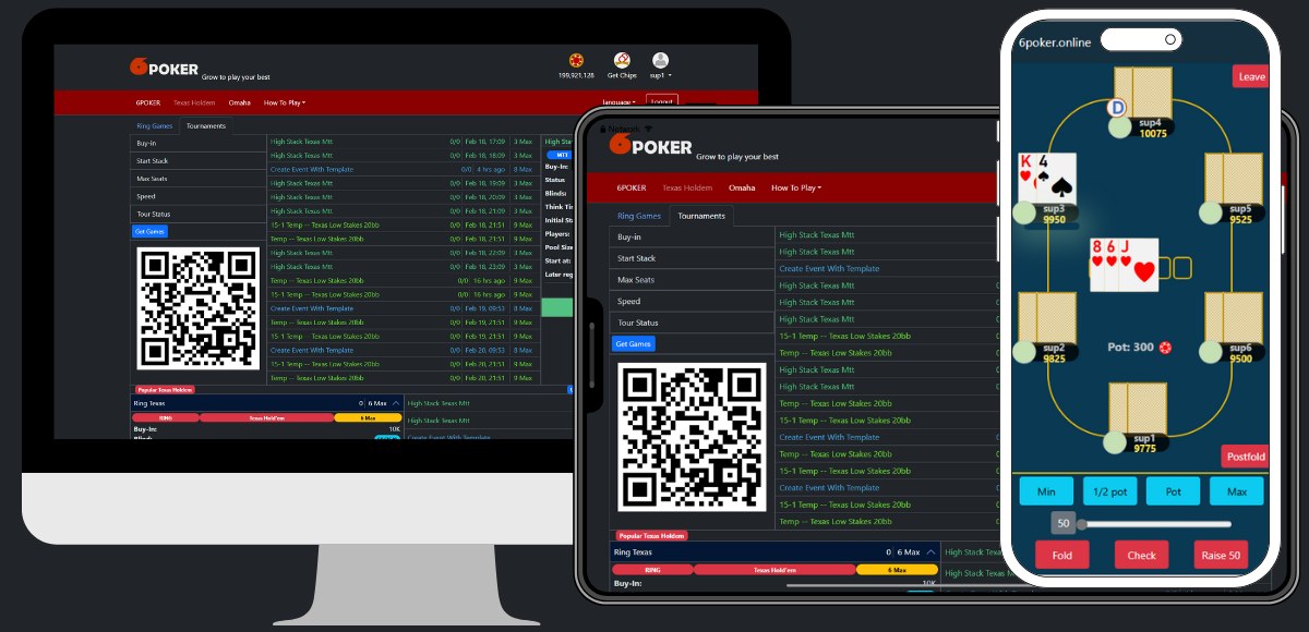 6poker tour list on PC tablets and mobile